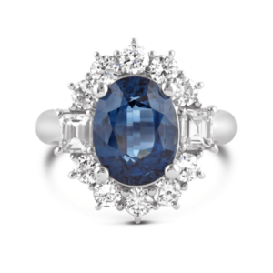 Platinum Oval Sapphire & Diamond Ring